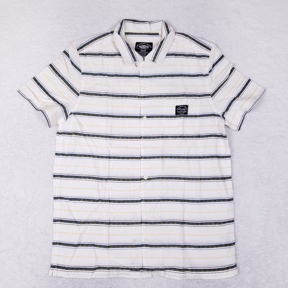 Mambo Shirt Mens S Short Sleeve Button Down White Tribal Geometric Surf Beach